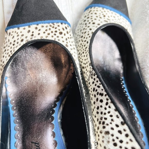 LuLu Townsend Heels-Animal Pring Pump-4" heels-blue stripe-8.5 Medium - Picture 2 of 13